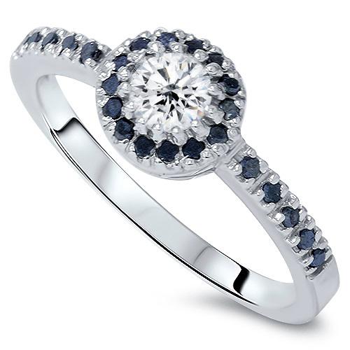 Zásnubní prsten s bílým a černými diamanty Hemavati