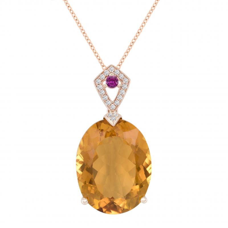Zlatý náhrdelník s citrínem, turmalínem a diamanty Ienje