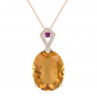 Citrínový zlatý náhrdelník s turmalínem a diamanty Ienje