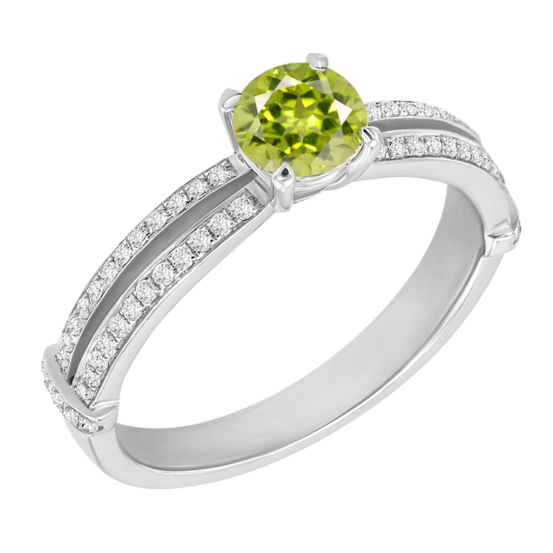 Zásnubní prsten ze zlata s olivínem a diamanty Zico 27799