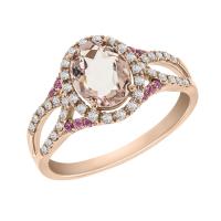 Zlatý morganitový prsten se safíry a diamanty Naly