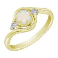 Zlatý zásnubní prsten s fazetovaným opálem a diamanty Eleie