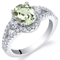 Stříbrný prsten se zeleným ametystem Outona