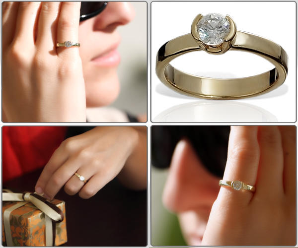 Zlatý prsten s round diamantem 4049