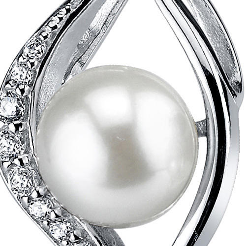 Náhrdelník s perlou a zirkony stříbrný 4239