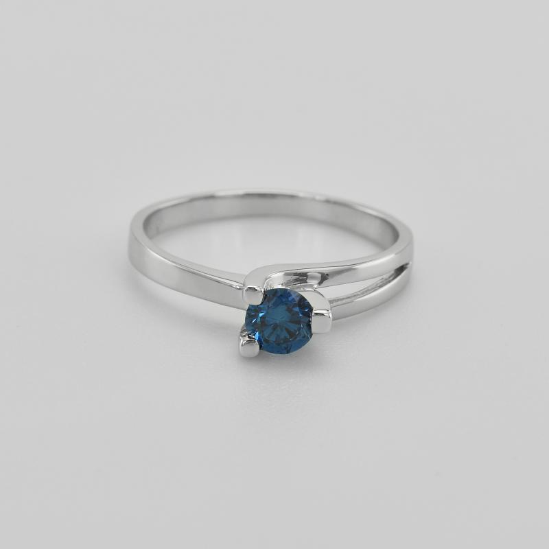 Zlatý zásnubní prsten s modrým diamantem 43659