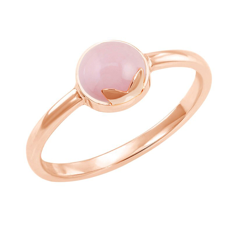 Prsten s cabochon růžovým opálem z růžového zlata
