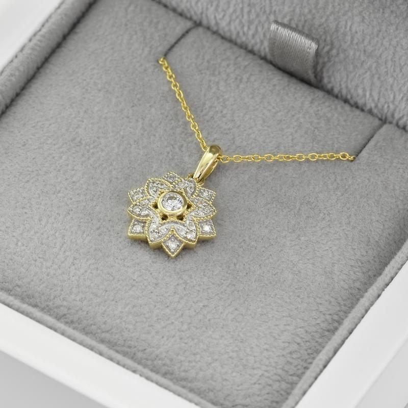 Zlatý diamantový náhrdelník ve tvaru květiny 44899