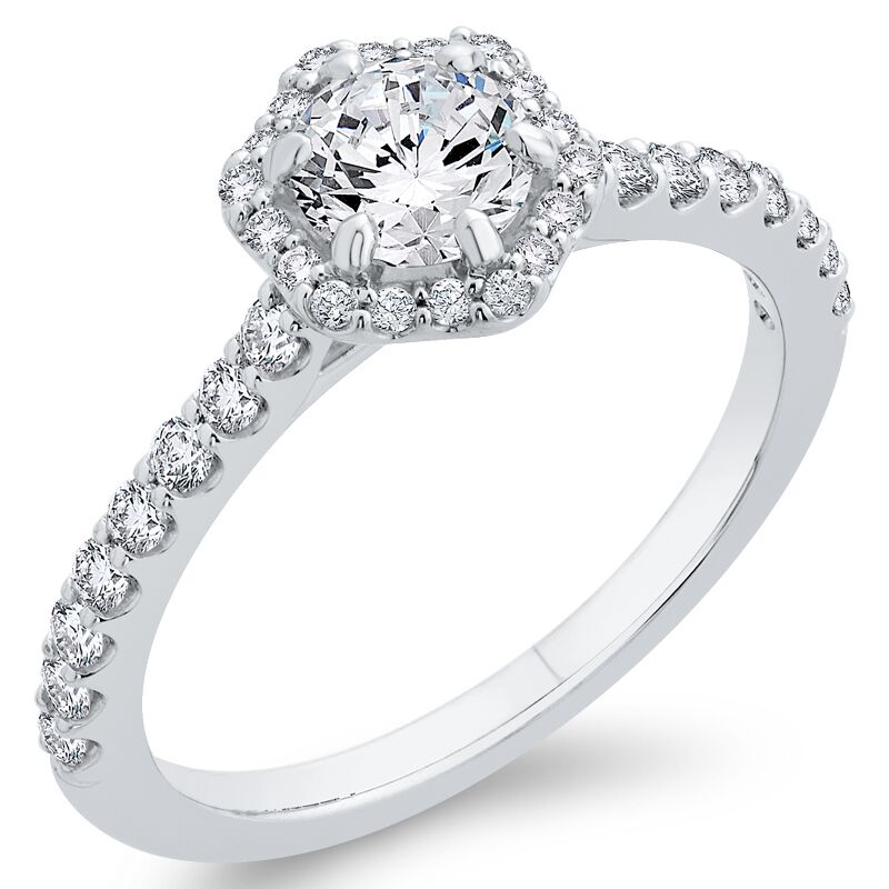 Zásnubní halo prsten s diamanty