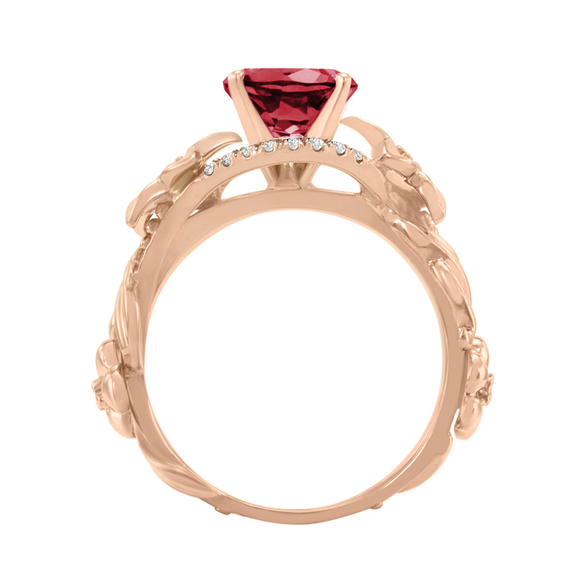Prsten z růžového zlata s turmalínem a diamanty 5039