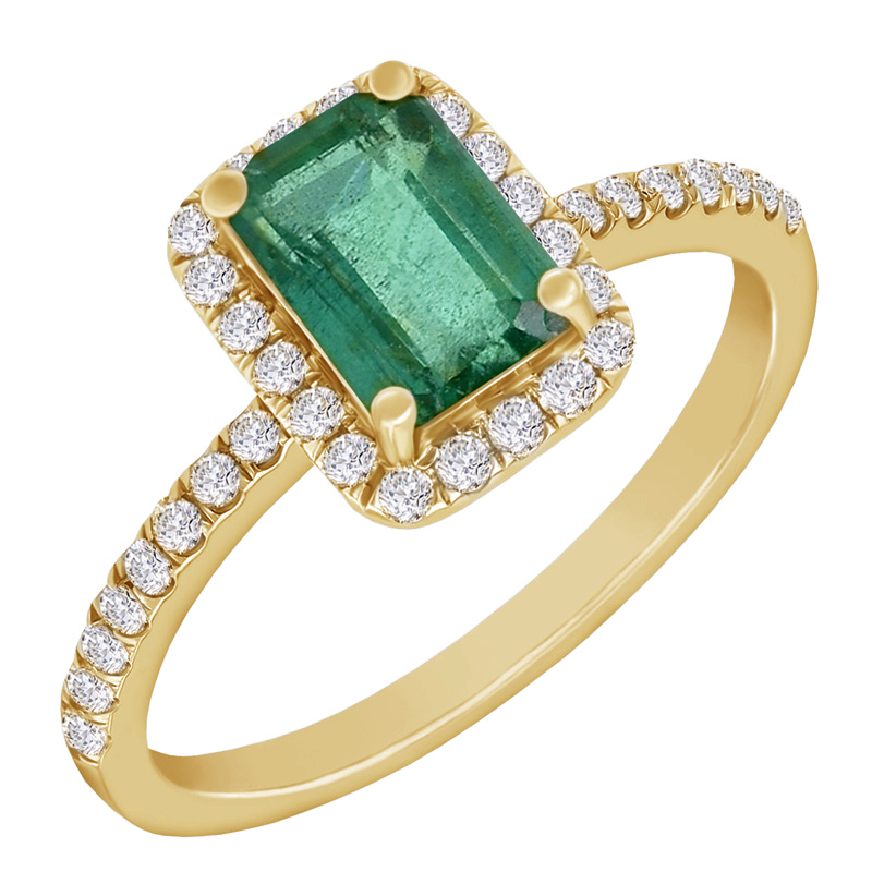 Smaragd v prstenu s diamanty 52149