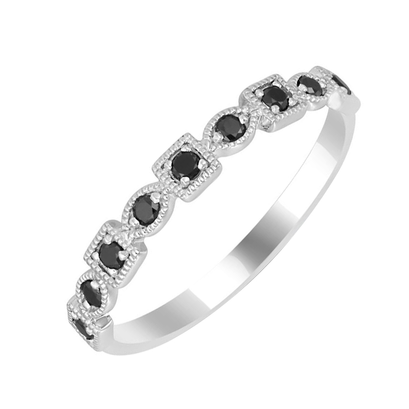 Zlatý eternity prsten s černými diamanty 59159