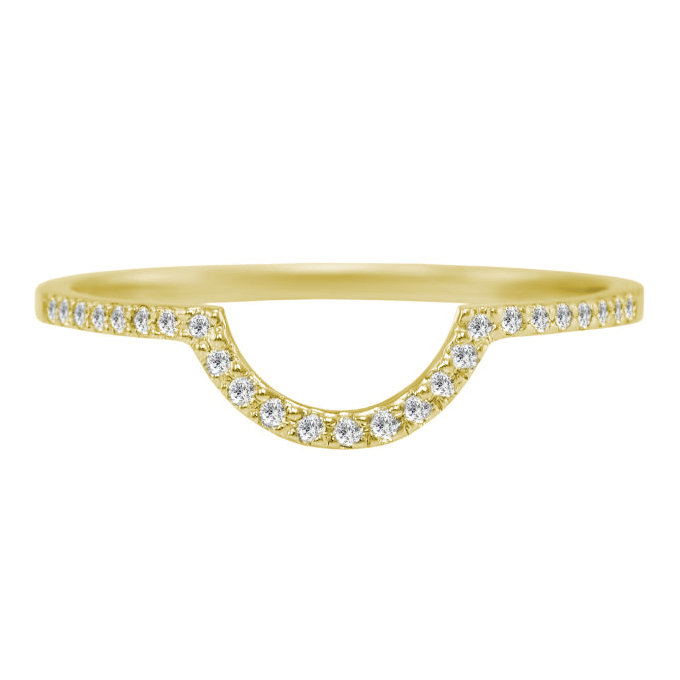 Vykrojený zlatý snubní prsten plný diamantů Tessie