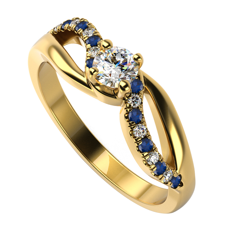 Zásnubný prsteň s diamantmi a zafírmi Camide 59409