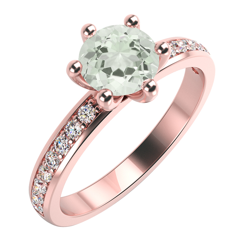 Zásnubní zlatý prsten se zeleným ametystem Yosie