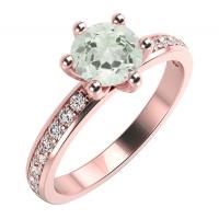 Zásnubní zlatý prsten se zeleným ametystem a diamanty Yosie