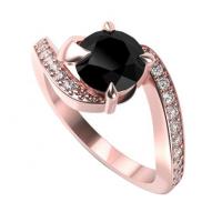 Zásnubní zlatý prsten s černým a bílými diamanty Lorn
