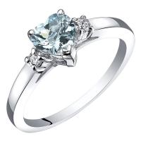 Akvamarínové srdce ve zlatém prstenu s diamanty Kira