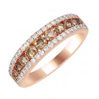 Zlatý eternity prsten s bílými a champagne diamanty Loila