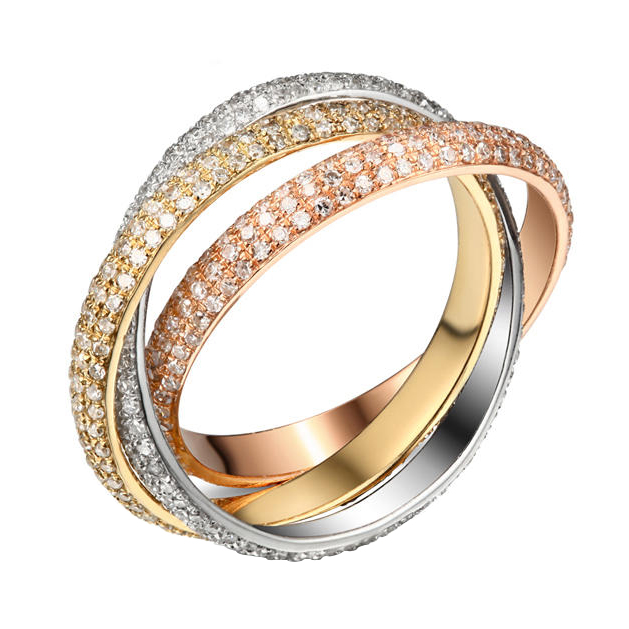 Dimantový eternity prsten v tříbarevné kombinaci zlata Eda