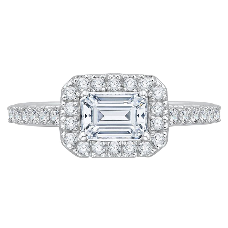 Zásnubní prsten s emerald diamantem v halo stylu 60549