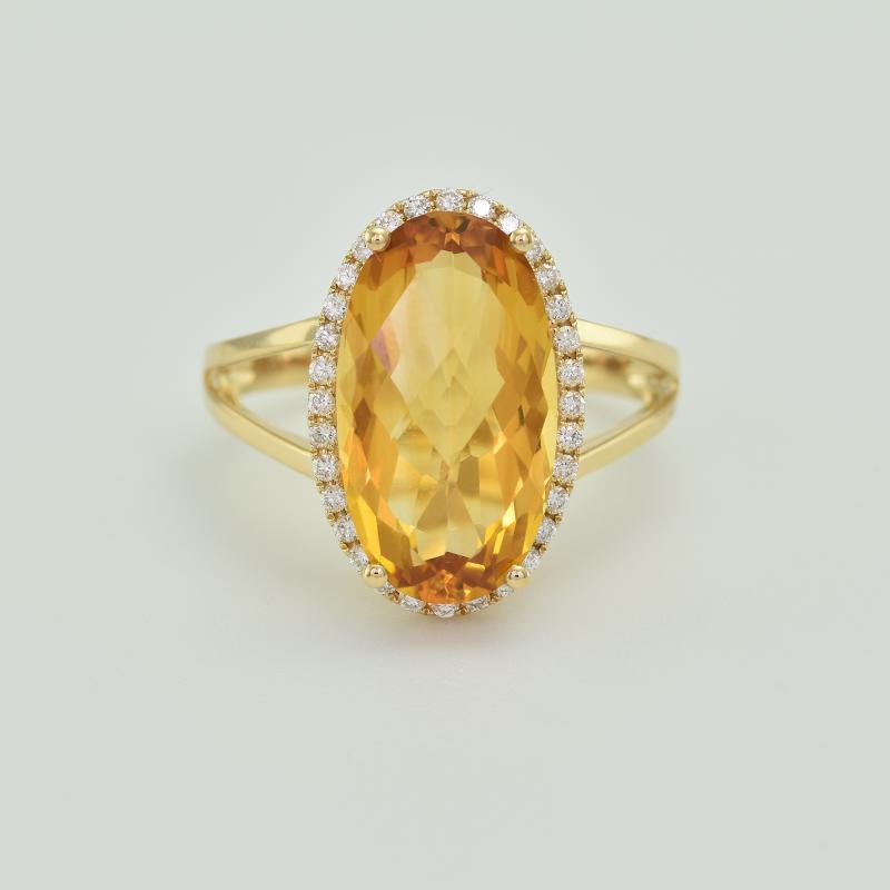 Zlatý citrínový prsten 6069