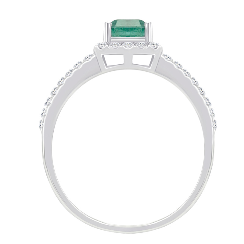 Zlatý smaragdový prsten s diamanty 6499