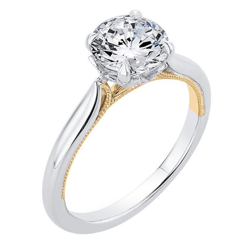 Zlatý zásnubní prsten s moissanitem a postranními diamanty Ivy
