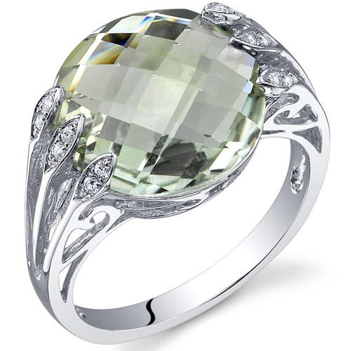 Stříbrný prsten s 5.00ct zeleným ametystem a zirkony Beita