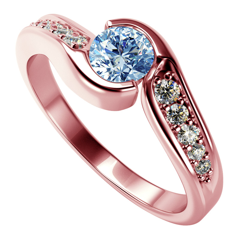 Prsten z růžového zlata s diamanty 70369