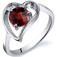 Srdcový prsten ze stříbra s granátem Misal