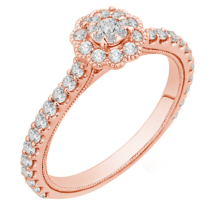 Zásnubní prsten s diamanty z růžového zlata 74949