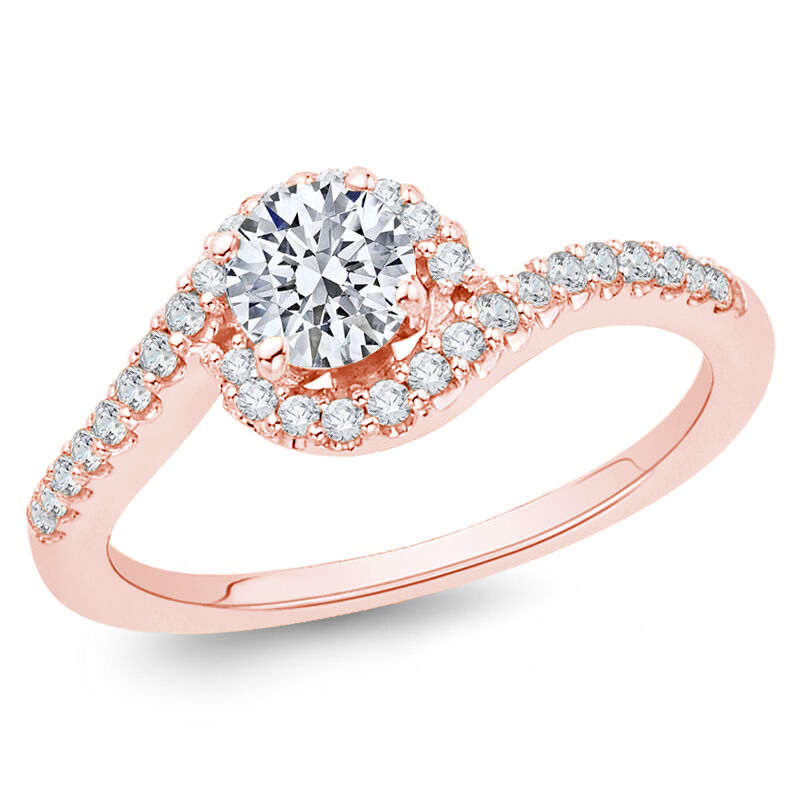 Zásnubní diamantový prsten z růžového zlata 75029