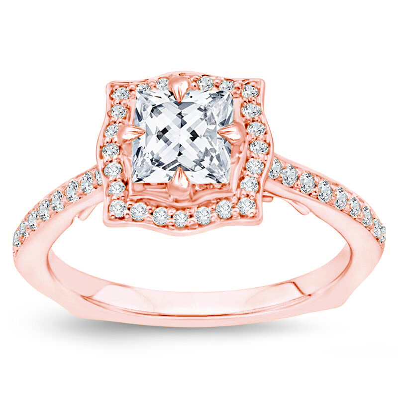 Diamantový zásnubní prsten z růžového zlata 75959