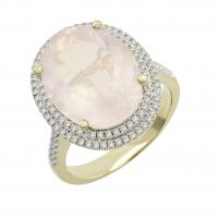 Zlatý prsten s růženínem a diamanty Karse