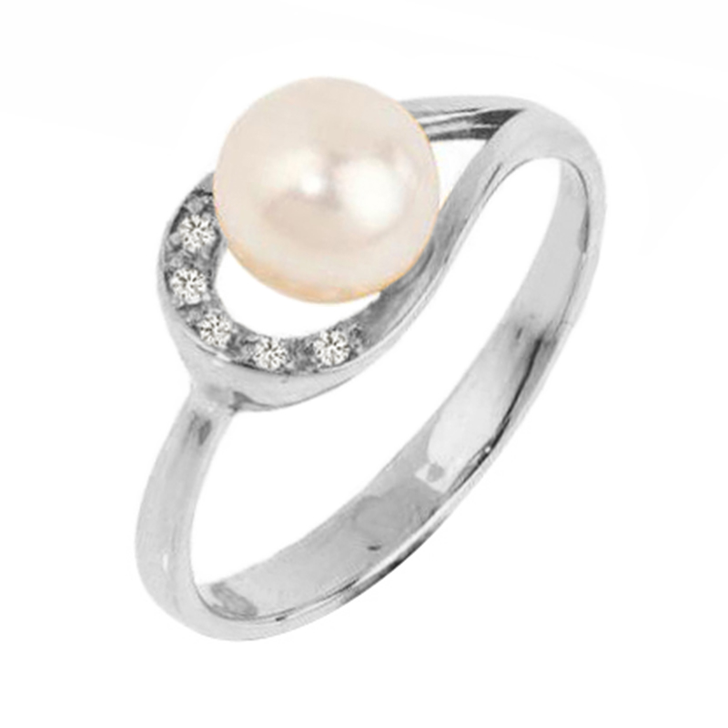 Perlový prsten z bílého zlata
