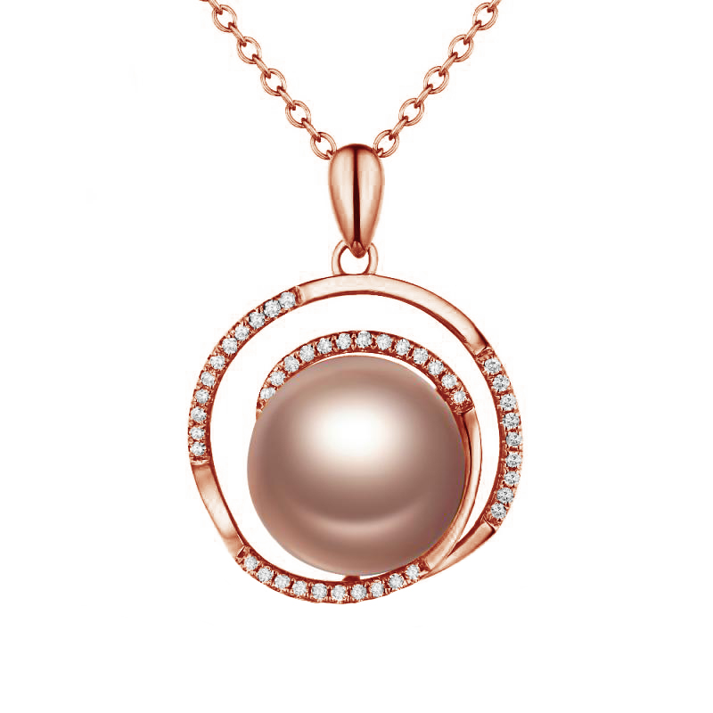 Přívěsek z růžového zlata s perlou a diamanty 78459