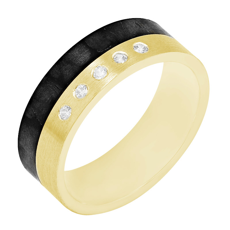 Dámský snubní prsten z karbonem 80129