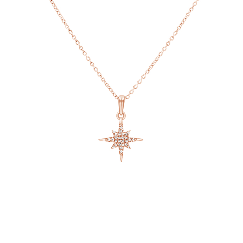 Náhrdelník ve tvaru diamantové hvězdy z růžového zlata 80559