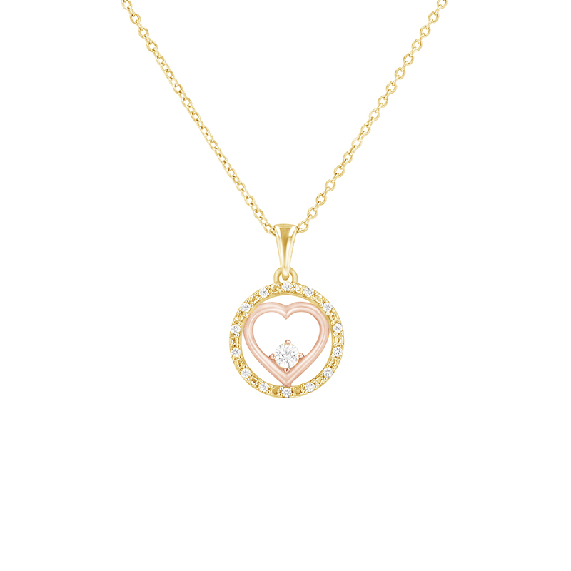 Romantický přívěsek s diamanty ze žlutého a růžového zlata 80569