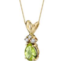 Olivínová slza ve zlatém náhrdelníku s diamanty Reyba