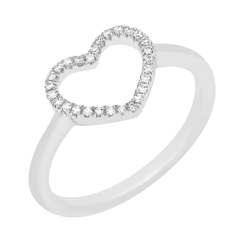 Romantický prsten s diamanty z bílého zlata 82599