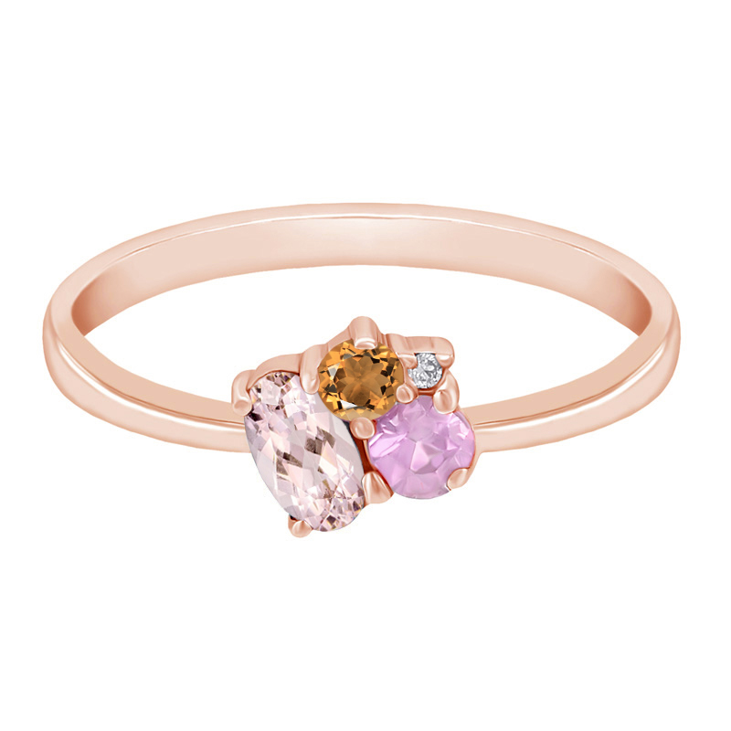 Drahokamový prsten z růžového zlata
