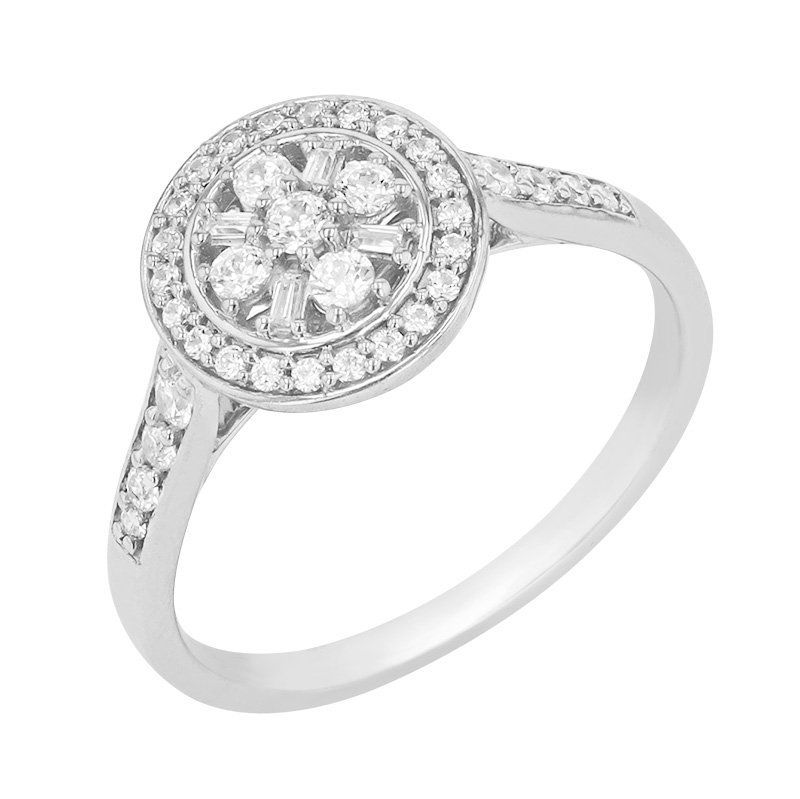 Halo prsten osázený třpytivými diamanty