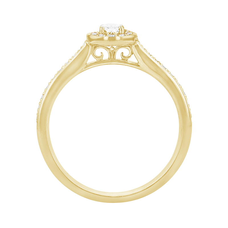 Halo prsten s blyštivými diamanty ze žlutého zlata 84309