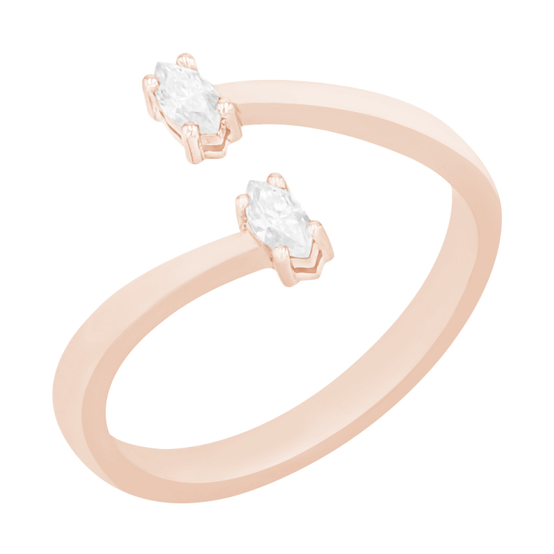 Netradiční diamantový prsten z růžového zlata 84399