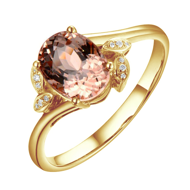 Zlatý prsten s morganitem a diamanty 87369