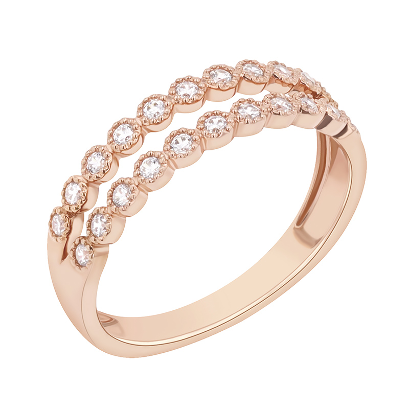 Dvojitý eternity prsten s diamanty z růžového zlata 89439