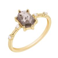 Zlatý prsten s hexagon salt and pepper diamantem Justine