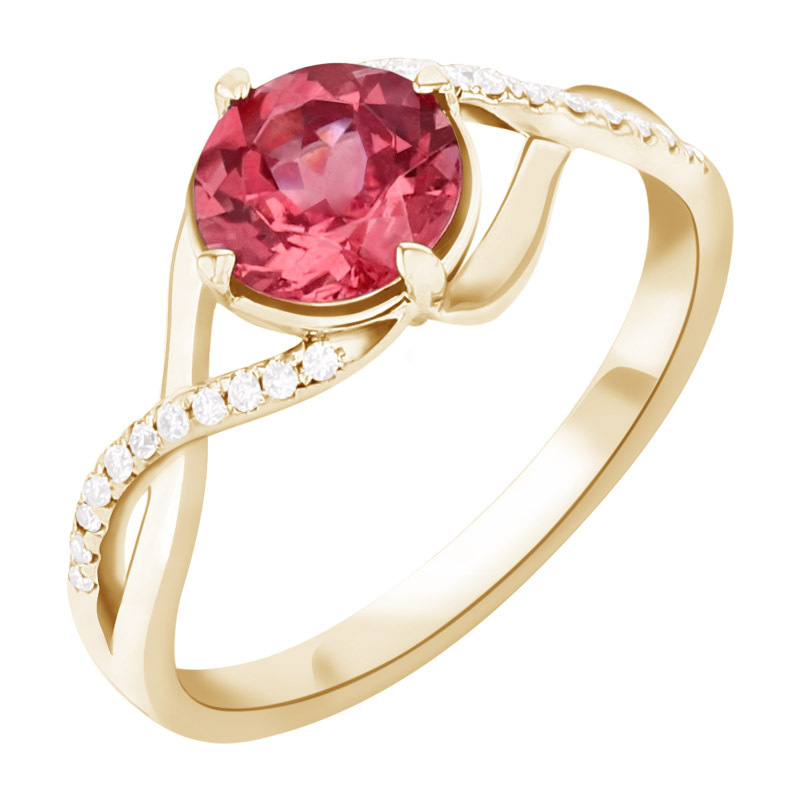Zlatý prsten s turmalínem a diamanty